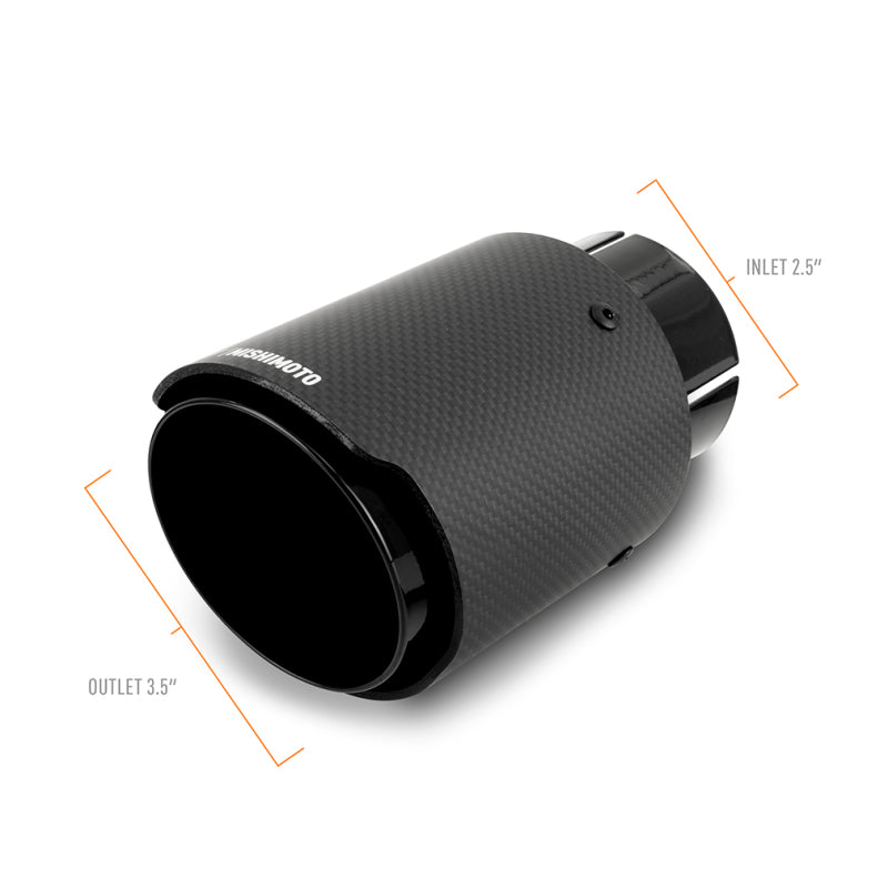 Mishimoto Carbon Fiber Dual Exhaust Tips 2.5 Inch Inlet, Black - Part Number misMMEXH-TIP-CFD25BK