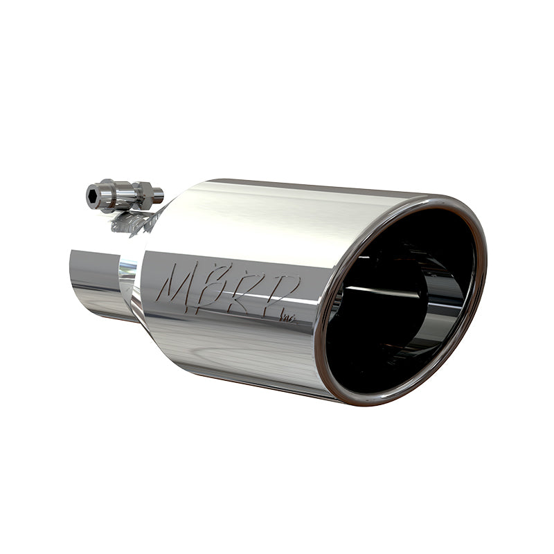 MBRP Universal Exhaust Tip 4.5 inch O.D. Angle Rolled End T304 Stainless Steel, 2.5 inch Inlet, 11 inch Length