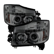 Load image into Gallery viewer, Spyder LED Halo Projector Headlights for Nissan Titan &amp; Armada 2007-2014, Smoke Finish