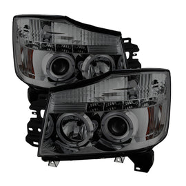 Spyder LED Halo Projector Headlights for Nissan Titan & Armada 2007-2014, Smoke Finish