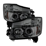Spyder LED Halo Projector Headlights for Nissan Titan & Armada 2007-2014, Smoke Finish