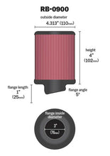 Load image into Gallery viewer, K&amp;N Engineering Universal Rubber Air Filter with 3 Inch Diameter and 4 Inch Height - Part #knnRB-0900