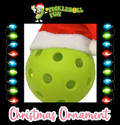 NEW! Pickleball Ornament with Santa Hat (non lighted)