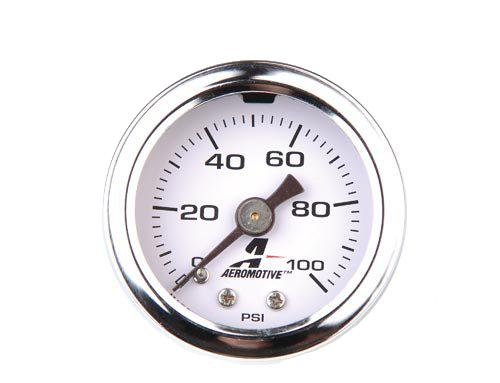 Aeromotive 0-100 PSI Fuel Pressure Gauge with Liquid Filled Design and Integral Equalizer Valve