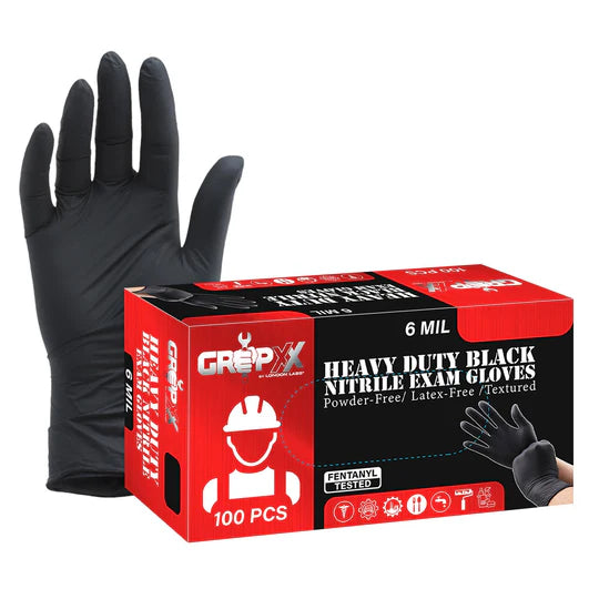 Heavy Duty Industrial Black Nitrile Gloves (6 Mil)