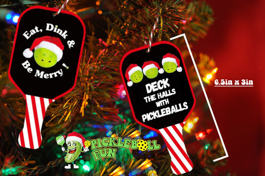 NEW! Large Pickleball Christmas Ornament 6.5"x3"