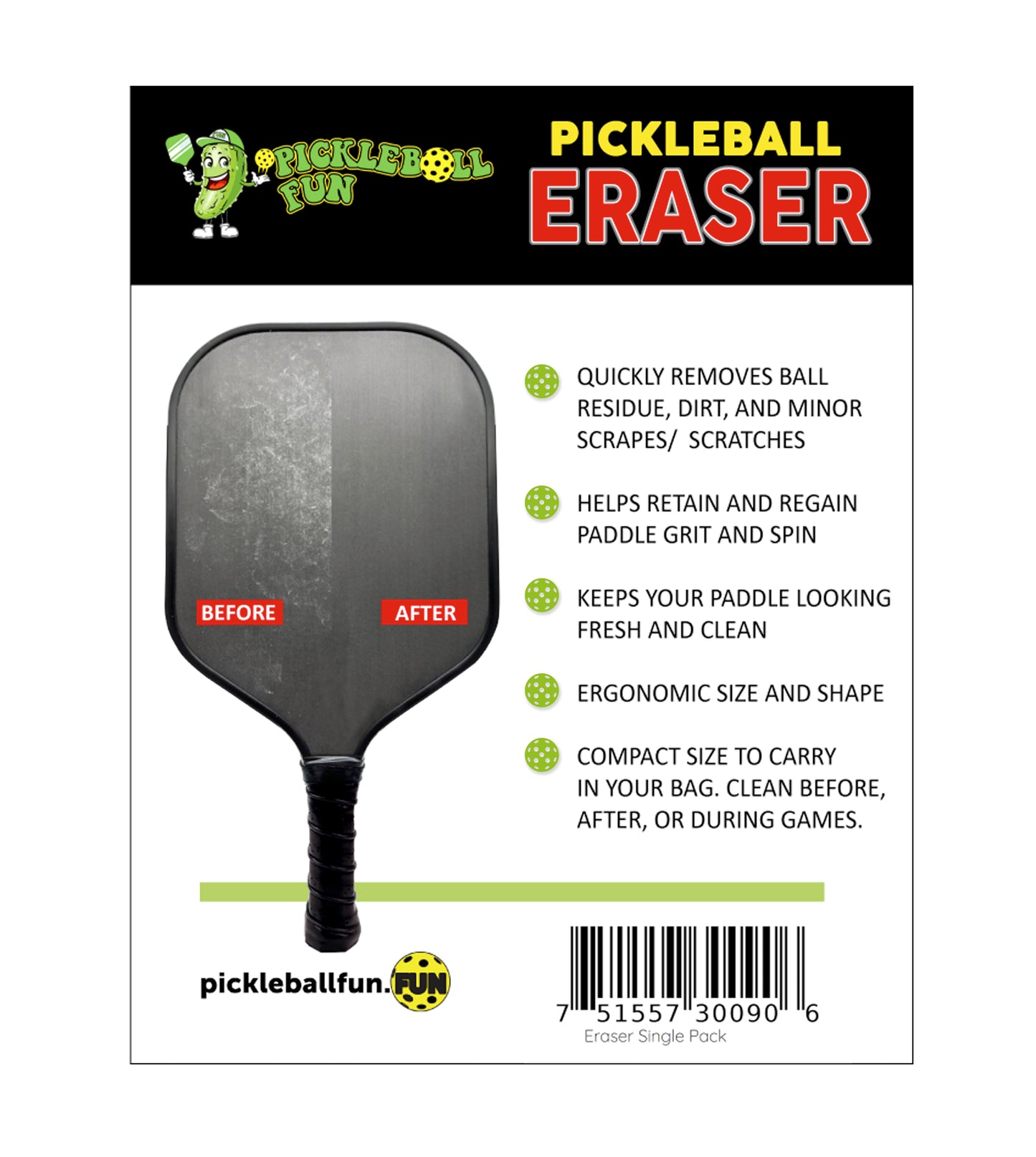 Pickleball Paddle Eraser 2-Pack Bonus Buy! Buy 1 (2-Pack) Get 1 Free!