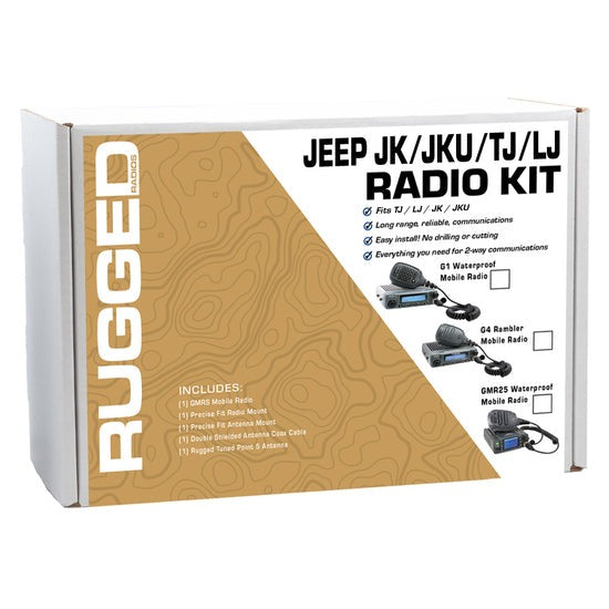 Rugged Radios G1 Waterproof 2-Way GMRS Radio Kit for Jeep JK and JKU, 41 Watt Power